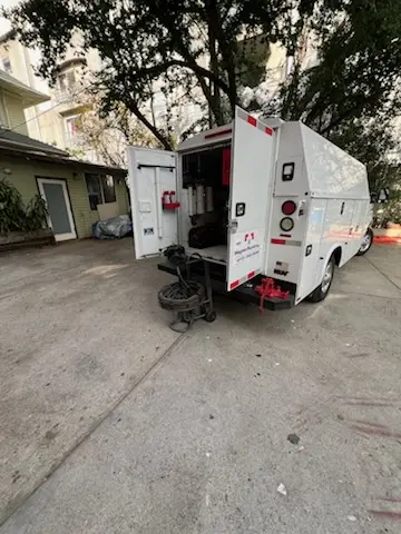Magnet Plumbing service vehicle on-site for Slab Leak Repair in Titusville